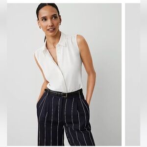 Ann Taylor Ivory Sleeveless Blouse
